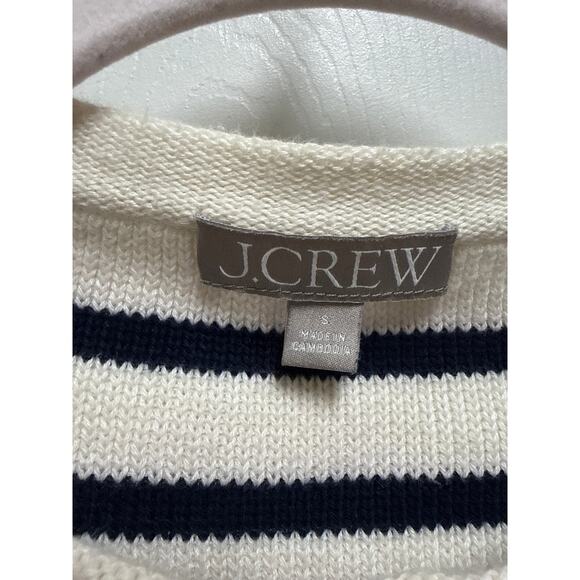 J. Crew Cropped Emilie Sweater Lady Jacket in Navy Stripe Size Small Preppy - Picture 5 of 6
